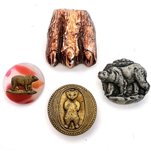 Four bear themed buttons.