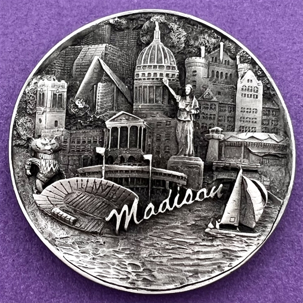 Battersea pewter button of Madison WI. NBS Show favor button 1997.