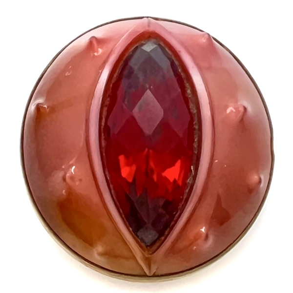 German glass chestnut set in metal button.