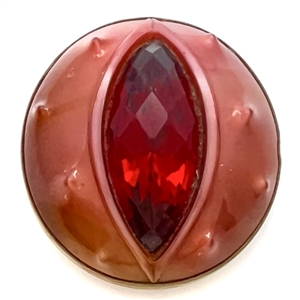 German glass chestnut set in metal button.
