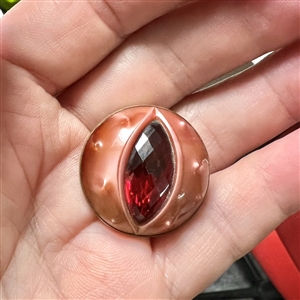German glass chestnut set in metal button.