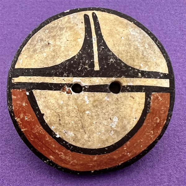 Zia pueblo ceramic pottery button.