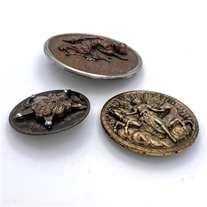 Three brass mythical buttons of Goddesses.