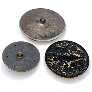 Three brass mythical buttons of Goddesses.