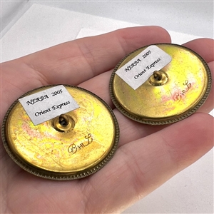 Two studio show buttons from NERBA 2005 by Phil Linley of the Orient Express trains.