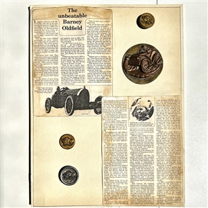 Card with info and four buttons about the Barney Oldfield automobile.