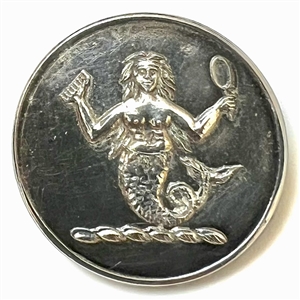 Livery crest button of a mermaid.