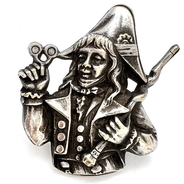 Realistic “Incroyable" in quizzing pose button.