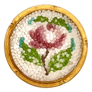 Victorian coralene glass pink rose button.