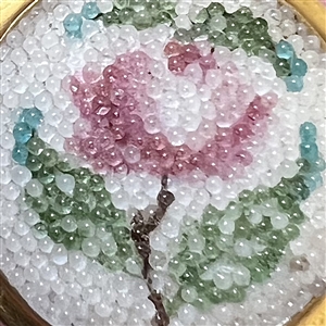 Victorian coralene glass pink rose button.
