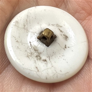 Victorian coralene glass pink rose button.