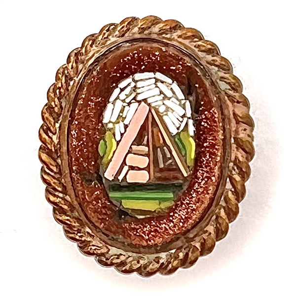 Oval Italian micro mosaic of a pyramid.