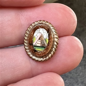 Oval Italian micro mosaic of a pyramid.