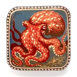 FABULOUS Russian lacquer button of an octopus!