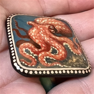 FABULOUS Russian lacquer button of an octopus!