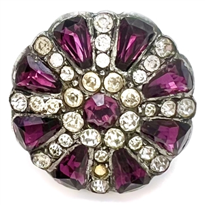 A 19th c. Georgian jewel button with amethyst glass and pastes.