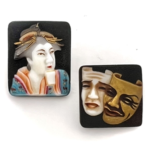 Two Arita Japanese porcelain buttons.
