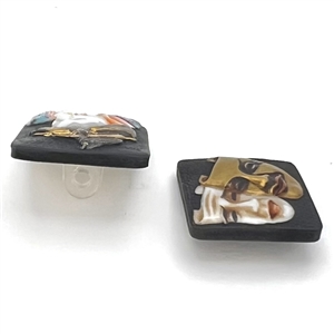 Two Arita Japanese porcelain buttons.