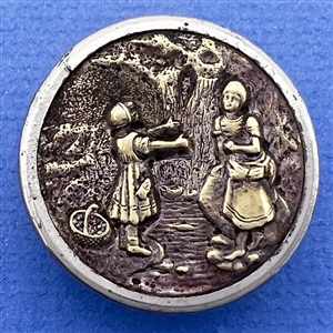 Brass button of “Crossing the stream."