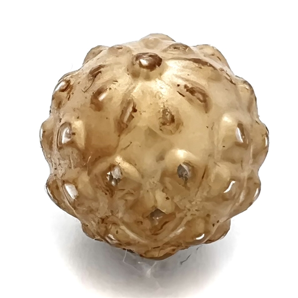 Blown pearlized glass modified ball button. 