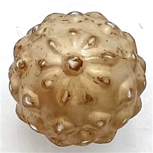 Blown pearlized glass modified ball button. 