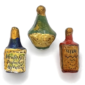VERY RARE Marion Weeber paper maché buttons of liquor bottles.