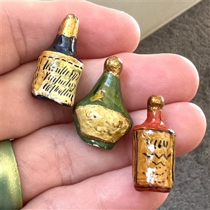 VERY RARE Marion Weeber paper maché buttons of liquor bottles.