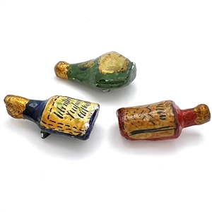 VERY RARE Marion Weeber paper maché buttons of liquor bottles.