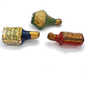 VERY RARE Marion Weeber paper maché buttons of liquor bottles.