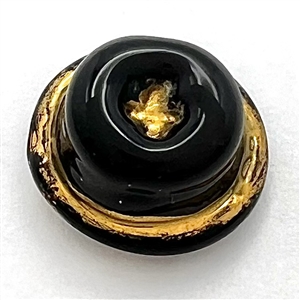 RARE small size Bimini black glass button of realistic hat.