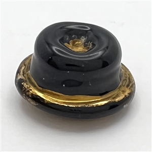 RARE small size Bimini black glass button of realistic hat.