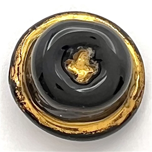 RARE small size Bimini black glass button of realistic hat.