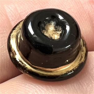 RARE small size Bimini black glass button of realistic hat.
