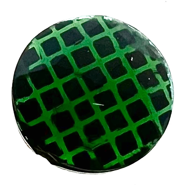 SCARCE colored body (green) glass kaleidoscope button with checkerboard pattern.