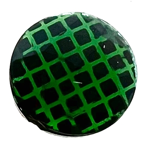 SCARCE colored body (green) glass kaleidoscope button with checkerboard pattern.