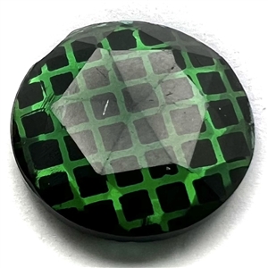 SCARCE colored body (green) glass kaleidoscope button with checkerboard pattern.