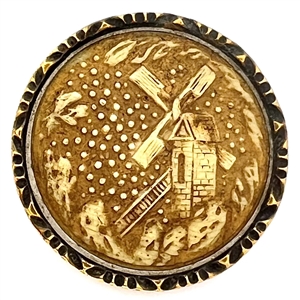 Ivoroid button of windmill with brass rim. 