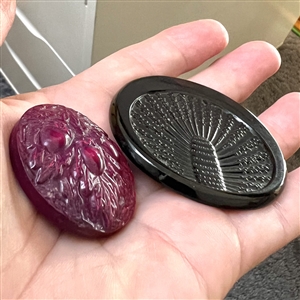 Two Vintage celluloid buttons. 