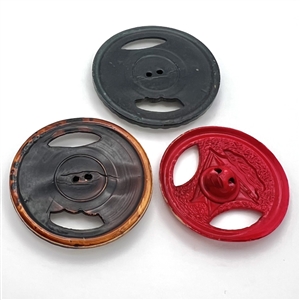 Three buffed Vintage celluloid buttons of ships.