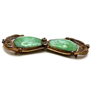 Brass two piece buckle with cabochons and pastes.