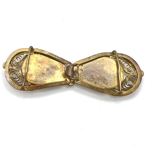 Brass two piece buckle with cabochons and pastes.