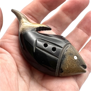 HUGE carved button of a fish.