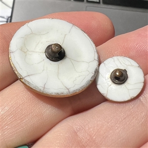 Div I  - Two Coralene glass buttons in mother daughter sizes.