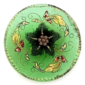 Late 19th c. Green glass with lacy flower center 