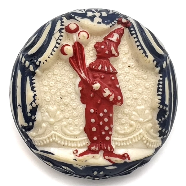 EXTREMELY RARE Vintage plastic “Diamond D" button of a clown with balloons