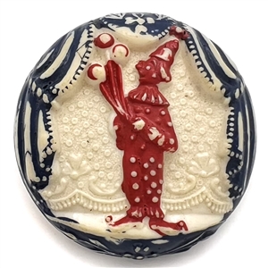 EXTREMELY RARE Vintage plastic “Diamond D" button of a clown with balloons