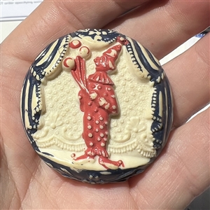 EXTREMELY RARE Vintage plastic “Diamond D button of a clown with balloons