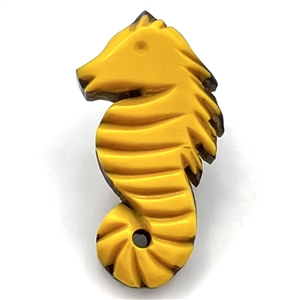 HARD TO FIND laminated Vintage Bakelite laminated over wood button of realistic seahorse.