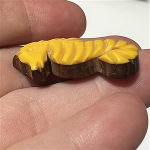 HARD TO FIND laminated Vintage Bakelite laminated over wood button of realistic seahorse.