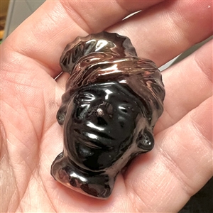 RARE ANN painted wood composition button man's head in a turban. 